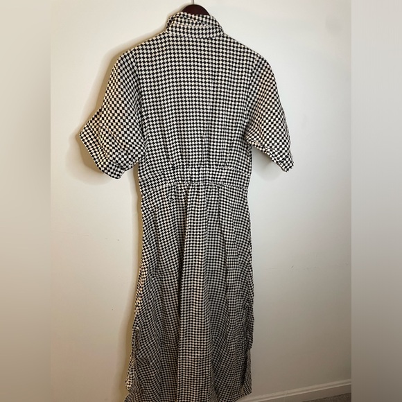 Linen Gaia Geo Shirt Midi Dress in black/white, RARE Size US 8. - Picture 8 of 11